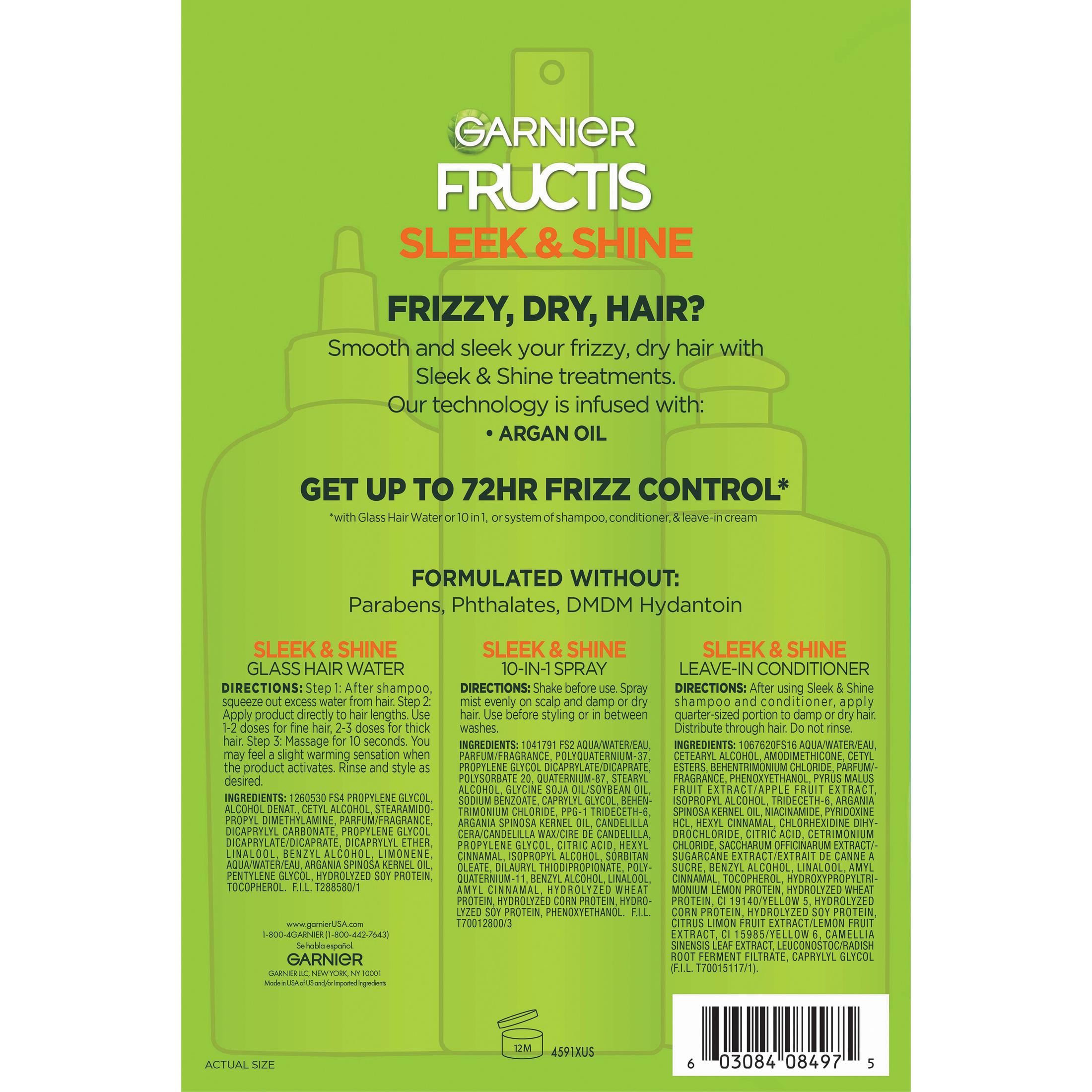 ($21 Value) Garnier Fructis Sleek & Shine Shampoo Conditioner and Treatment Gift Set, Holiday Kit - image 4 of 4