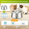 thumbnail image 3 of ZEKIRY Cat Water Fountain Stainless Steel, 134oz/4L Automatic Water Fountain with Water Level Window, Ultra Quiet Dog Water Dispenser with Filter and Sponge, Faucet Water Fountain for Cat, Dog C97, 3 of 3