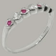 thumbnail image 2 of LBG British Made 9k White Gold Natural Diamond & Ruby Womens Eternity Ring - 33 size options - Size 5, 2 of 9
