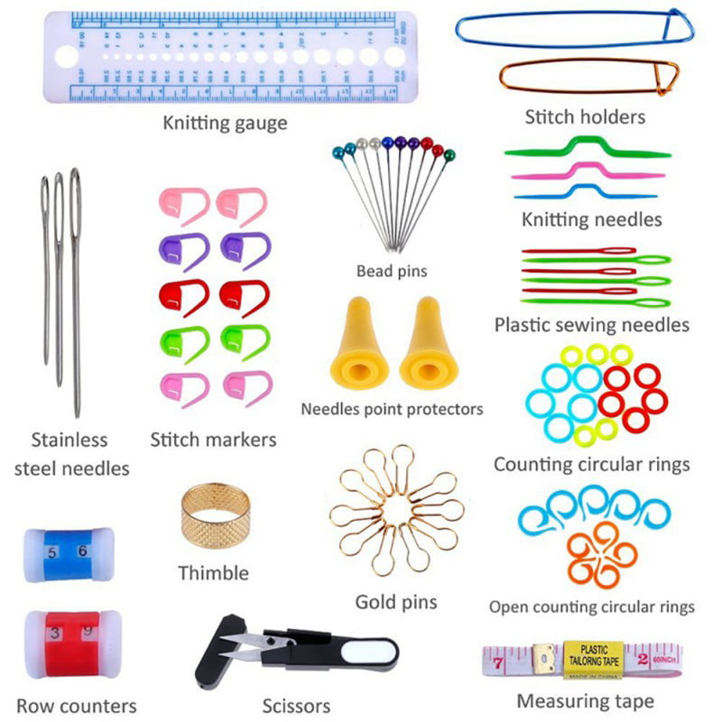 New Aluminum Stitch Holders Pins Knit Knitting Needle Crochet Hooks Sewing Set 