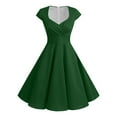 thumbnail image 1 of Vestido retro de fiesta liso para mujer: diseño informal de corte A, cintura alta para diversas ocasiones, tallas S-XXL., 1 of 5