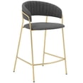 thumbnail image 2 of Home Square 26" Metal Height Bar Stool in Gray Faux Leather - Set of 2, 2 of 8