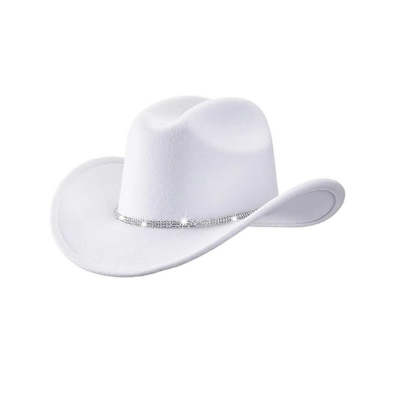 COOLHOOD Breathable Cowgirl Hats for Men Women Triple Rhinestones Accents Practical Acrylic Fabric Music Festival Camping Essenti