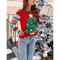 thumbnail image 4 of Sweaters for Women 2023 Trendy Christmas Day Pullover Sweaters Contrast Color Crewneck Sweater Shermie, 4 of 6