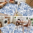 thumbnail image 5 of 3'x5' Area Rugs, Blue Flower Indoor Outdoor Area Rug for Living Room Bedroom, Botanical Farmhouse Watercolor Floral Plant Washable Bathroom Rugs Kitchen Floor Carpet Mats Home Decor Aesthetic, 5 of 8