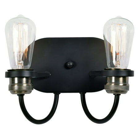 - Kenroy Home Damien Black with Plated Antique Brass 2 Light Sconce