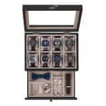thumbnail image 1 of Caja de relojes SONGMICS de 8 ranuras y 2 niveles con tapa de vidrio, negro ébano, UJ, 1 of 3