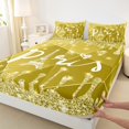 thumbnail image 2 of Manfei Romantic Valentines Day Queen Sheet Sets, Glitter Yellow Diamond Flat Sheet, Teens Adult Queen Fitted Sheet, Luxury Bedroom Decor, 4pcs, 2 of 6