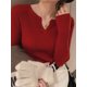 thumbnail image 4 of Suéter de otoño invierno 2024 para mujer, jersey de punto acanalado liso con cuello en V y rayas para mujer, jersey de manga larga Y2k, ropa de moda, 4 of 5