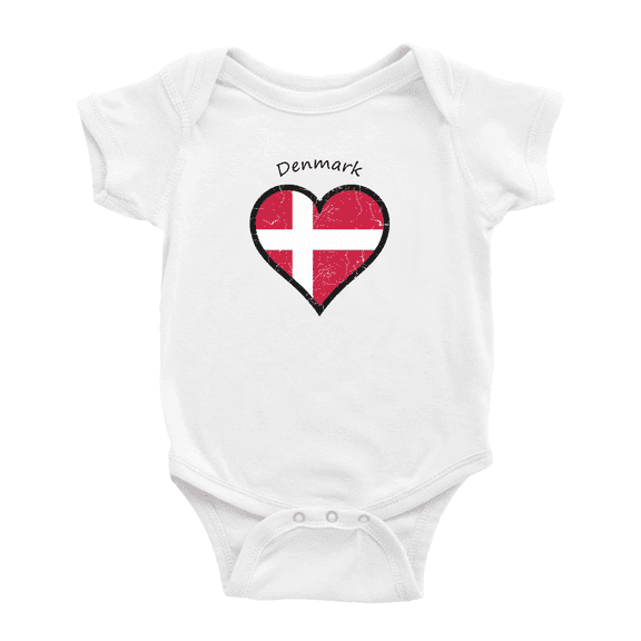 Denmark Flag Heart Love Cute Baby Clothing Bodysuits Boy Girl Clothes
