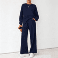thumbnail image 5 of Women 2 Piece Outfits Fall Sweatsuits Crewneck Sweatshirt Wide Leg Sweatpants Lounge Sets Tracksuit, 5 of 7