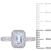 Everly Womens 1 CT TGW Aquamarine and Diamond Accent Sterling Silver Ring