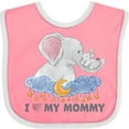 thumbnail image 3 of Inktastic I Love My Mommy Cute Elephants with Moon and Stars Boys or Girls Baby Bib, 3 of 4