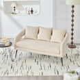 thumbnail image 3 of NEW 53.7"Modern Upholstered Velvet Open Back Loveseat Settee with 3 Pillows, 2-Seater Mini Sofa for Small Space with Metal Legs, Living Room Bedroom Office Dorm Studio Apartment, Beige, 3 of 9