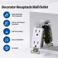 thumbnail image 3 of Enchufe Resistente A La Intemperie, Toma De Corriente Para Exteriores De 15 A, 125 V CA, Cableado Simple, Buen Aislamiento, Diseño Dúplex Para Vehículos Recreativos, Campistas,, 3 of 7