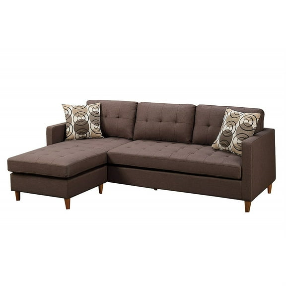 Polyfiber 2 Pieces Sectional With Pillows In Brown