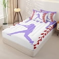 thumbnail image 2 of Homewish Purple Dripping Baseball Stitch Batter Silhouette Graphic Zipper Full Size Comforter Sets with Fitted Sheet and 2 Pillowcases,Baseball Graphic Zipper Bedding Set,4pcs, 2 of 6