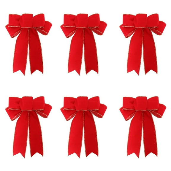 HANXIULIN 6 Pack Red Wreath Bows for Christmas Outdoor Decorations Striped Ribbons for Crafts Xmas Holiday Gifts Present Wrapping Home Decor Home Accessories