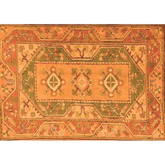 Ahgly Company Indoor Rectangle Oriental Orange Traditional Area Rugs, 7' x 9'