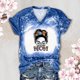 thumbnail image 4 of Fiudx Tops para Mujer Top de Manga Corta con Estampado Degradado para Mujer, Top Sexy de Verano con Cuello En V y Estampado Regular para El Día Del Mes, 4 of 6