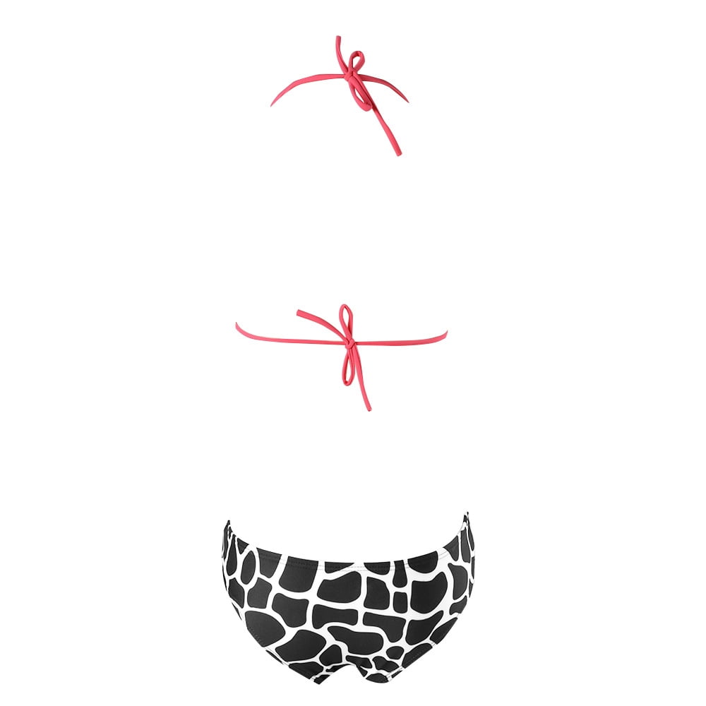 Women's Slim Low-Rise Fringe Bikini Two-Piece Swimsuit Animal Print Bottom