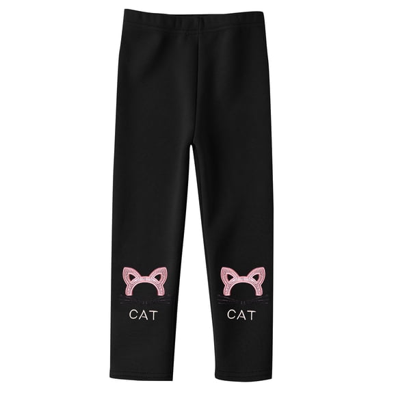 Ruyang Kids Girls Fleece Lined Leggings with Cute Bunny Graphic Winter Thermal Tights Warm Soft Cotton Ballet Pantyhose