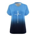 thumbnail image 3 of T-shirt de Sport d'Été à Manches Courtes et Col en V pour Femmes avec Imprimé de Pâques, 3 of 3