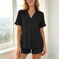 thumbnail image 2 of Vrorvz Ladies Pajamas Set Short Sleeve Sleepwear Button down Pjs Soft 2 Piece Shorts Lounge Sets for Women, 2 of 5