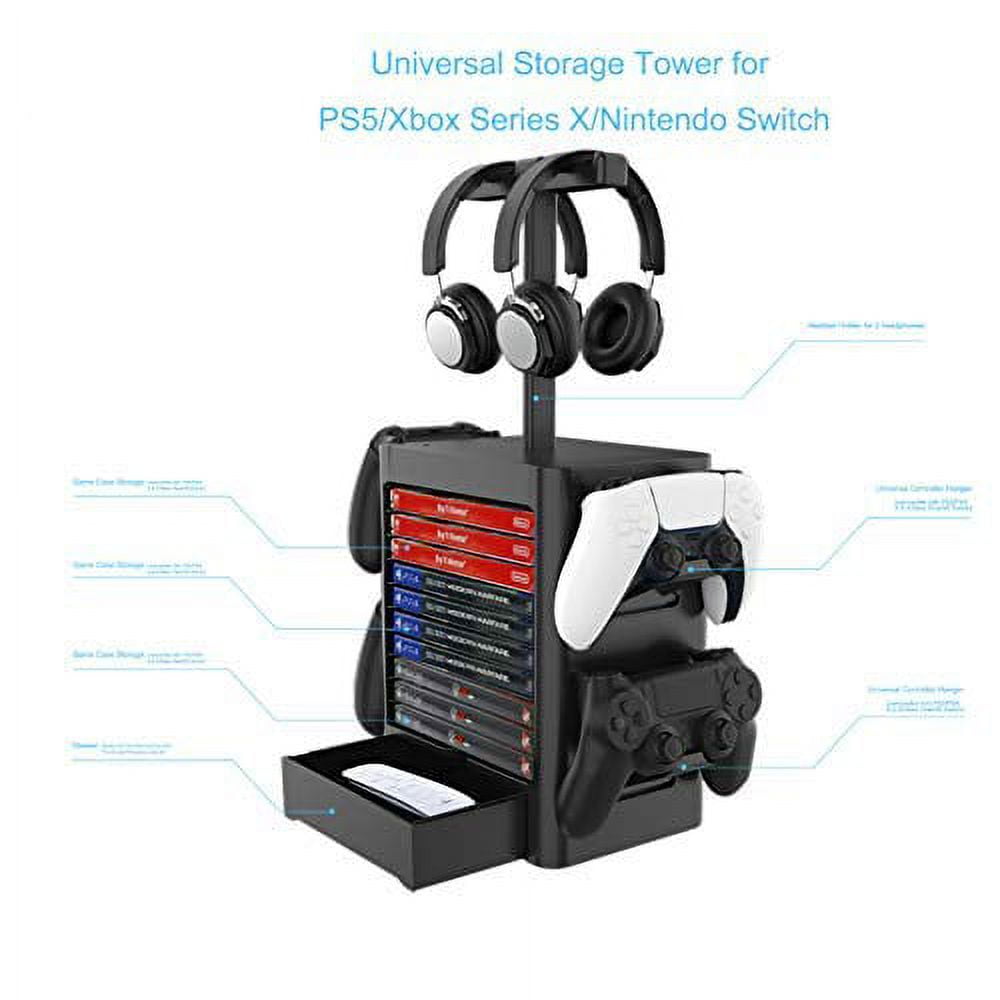Organizer for PS5 Ninendo Switch, Storage Stand for Nintendo Switch Accessories, Joy-Con Controllers, Pro Controllers, Headsets, Game Cards