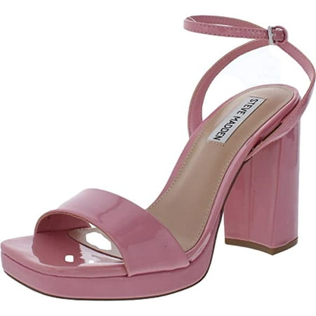 Steve Madden Camaron Pink Patent Ankle Strap Squared Open Toe Platform Sandals