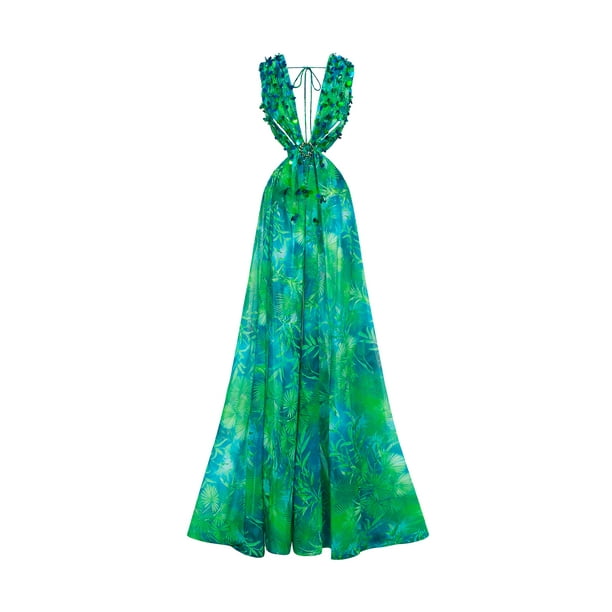 Vestido largo con estampado Bellabarnetten Yoland adornado
