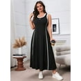 thumbnail image 4 of Women Summer Plus Size Swing Midi Dress Sleeveless Black XXXL, 4 of 9