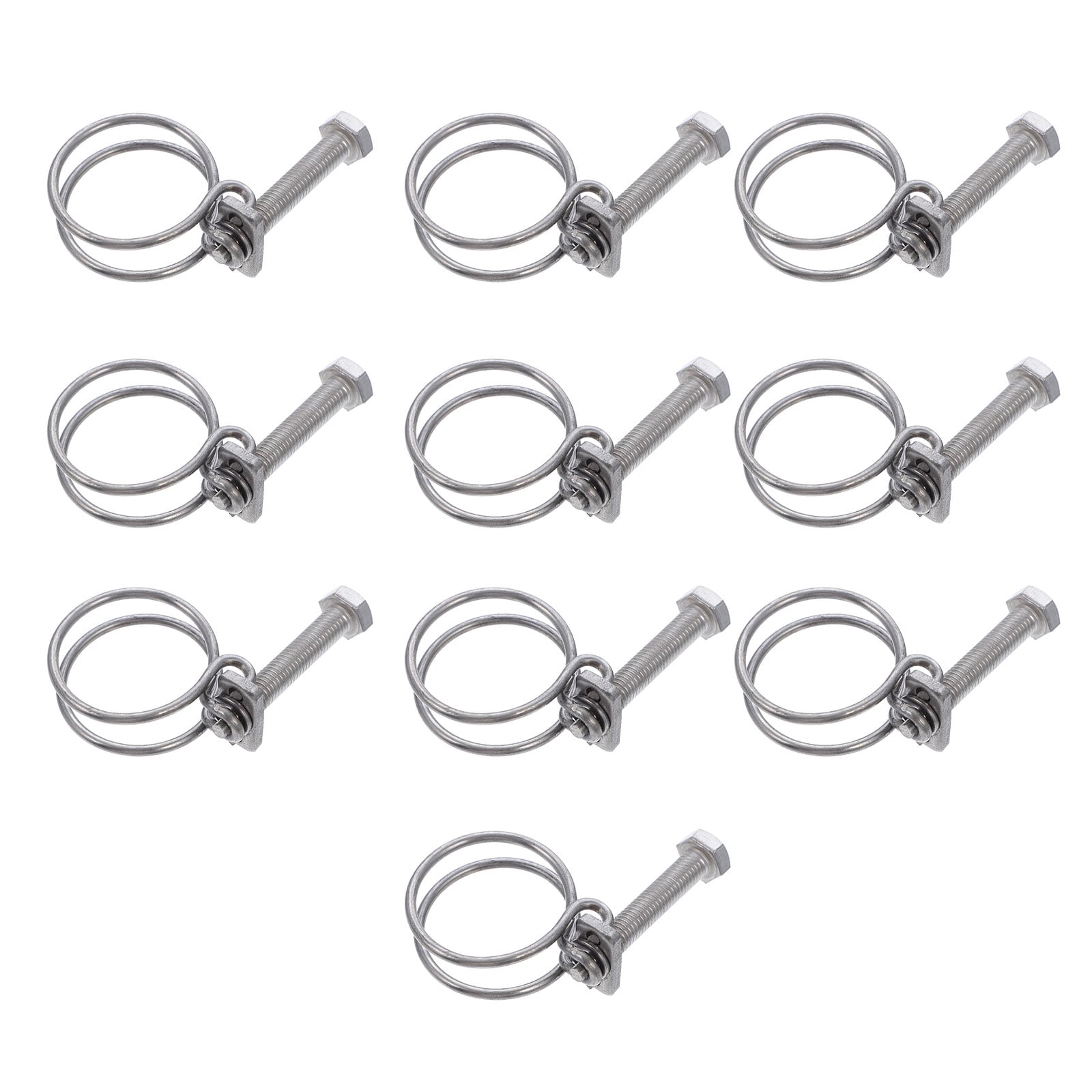10pcs Stainless Steel Double Wire Pipe Hoops Wire Clamps Pipe Clamps