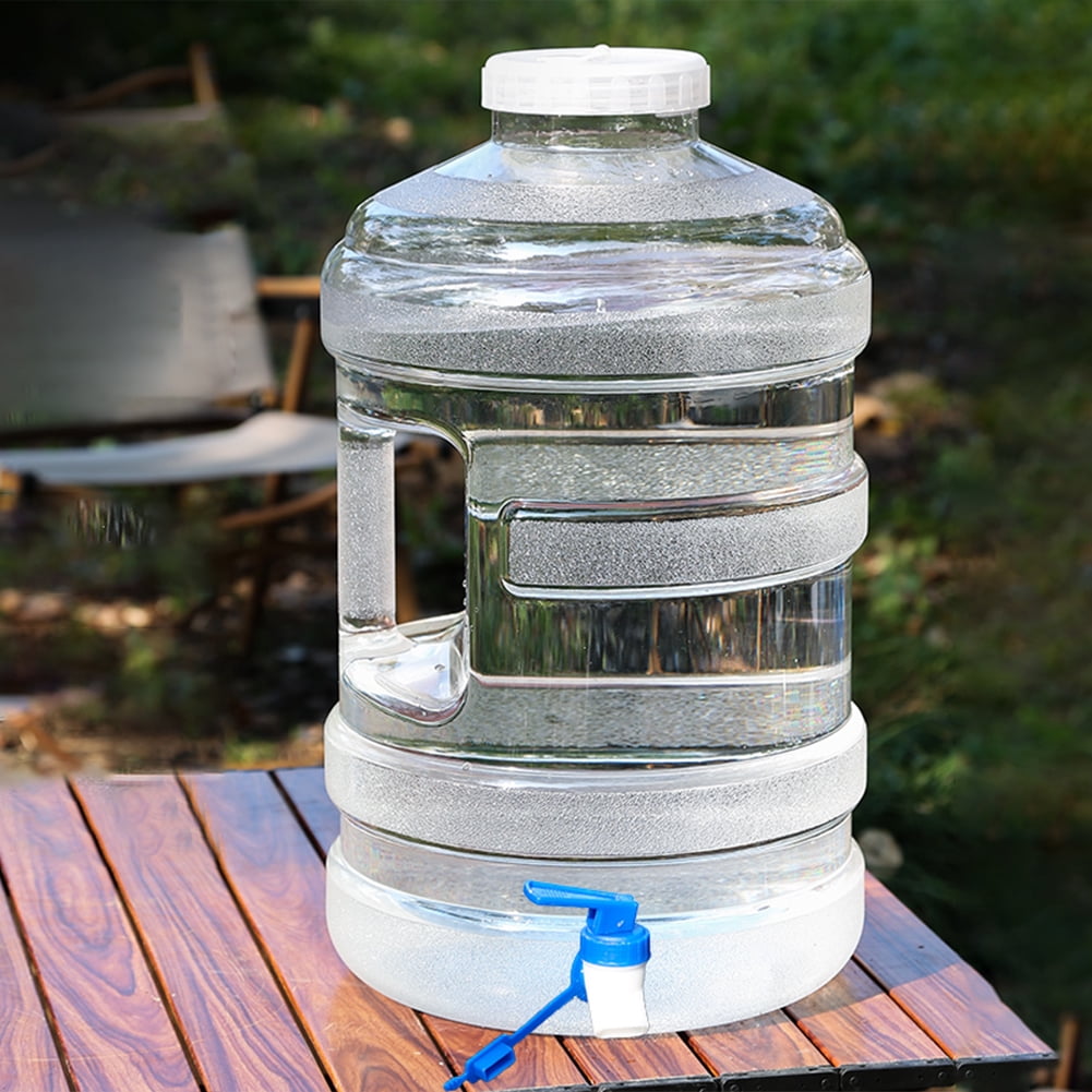 Yucurem 5 Gallon Pure Water Storage Bucket with Faucet, Clear Outdoor Water Jug Water Tank with Handle for Camping Hiking Self-Driving Tour Sports (White)