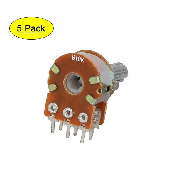 5 Pcs B10K 10K Ohm 6 Pins Quadruple Linear Adjustable Rotary Knob Potentiometers