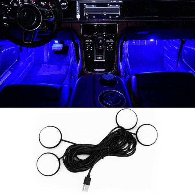 USB Foot Atmosphere Lamps Blue LED Interior Seat Ambient Decor Auto Accesso