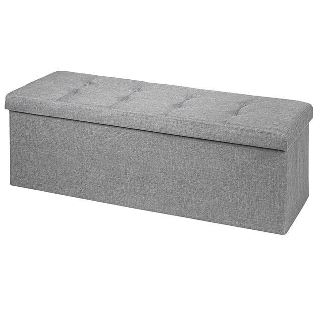 Costway Otomana en tejido plegable, caja con divisor, banco con capacidad 120 L, reposapiés asiento acolchado banco para zapatos para salón dormitorio pasillo entrada