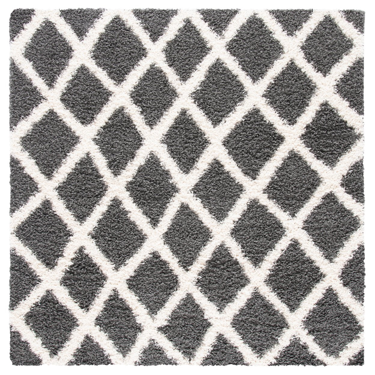SAFAVIEH Dallas Jerrie Geometric Shag Area Rug, Dark Grey/Ivory, 8'6" x 12'