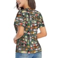 thumbnail image 3 of Honeii Alcohol Bottles Print Women's Classic V-Neck T-Shirt,Womens Fashion Tops,Stylish Everyday Top for Women, Casual Summer Spring Outfits Clothes-XX-Large, 3 of 5