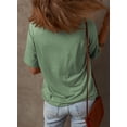thumbnail image 4 of Camiseta Dokotoo para mujer, manga corta, cuello en V, color verde, 4 of 6