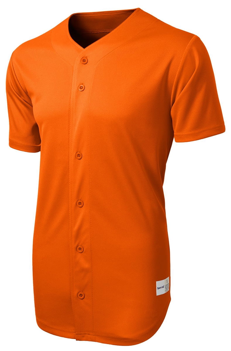 Sport-Tek Mens Dri-Fit Tough Mesh Henley Full Button Baseball Jersey Shirt ST220 