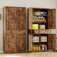 thumbnail image 4 of FANRAL 70” Tall Pantry Organizers and Storage Cabinet with Barn Doors & Drawers,Adjustable Shelf,Tall Pantry for Kitchen Dining Room Living Room Bedroom,Brown Pantry Cabinet, 4 of 8