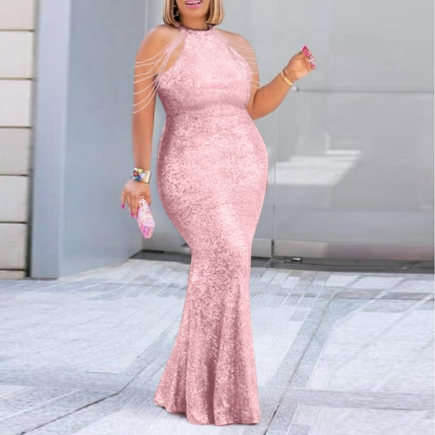 Plus size shop pink sequin dress
