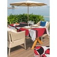 thumbnail image 5 of Outdoor Tablecloth with Umbrella Hole for Patio/Picnic/Party/Camping, Red Geometric Waterproof Table Cloth Rectangle Table Cover Washable, Modern Abstract Lines Textured (60"x 120"), 5 of 8