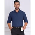 thumbnail image 4 of DARING DIVA Men's Solid Color Button Down Long Sleeves Stretch Shirts XL Navy Blue, 4 of 7