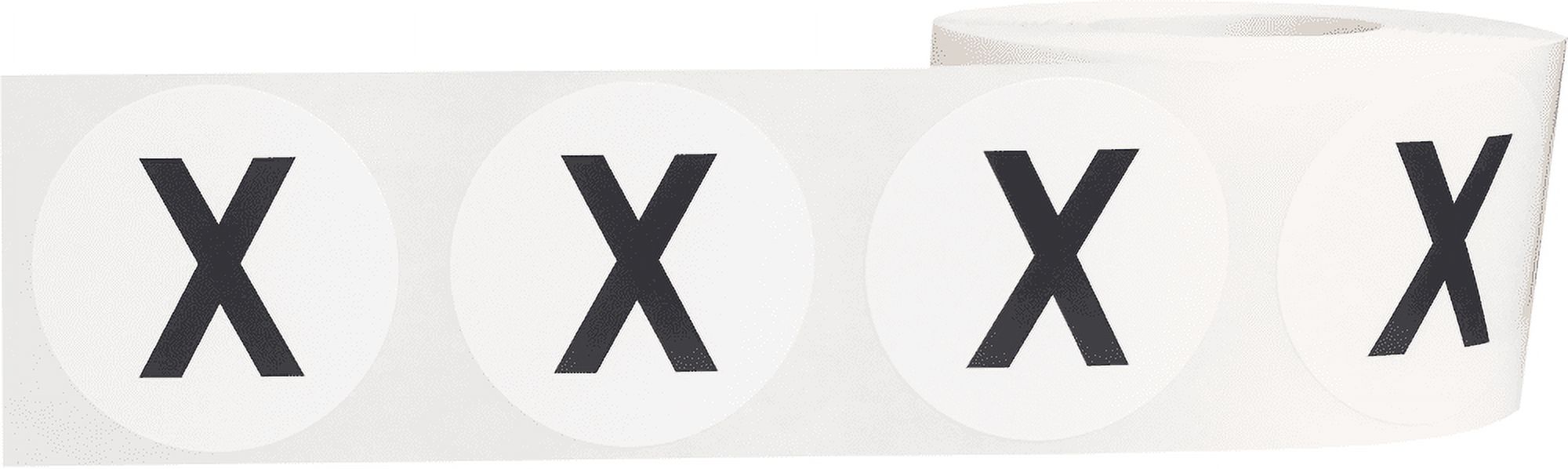 Letter X Inventory Labels 1.5 inch Round Circle Dots 500 Adhesive Stickers