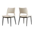 thumbnail image 5 of Hassch Minimalist Upholstered Dining Chairs 2 Pack, White Faux Leather Accent Side Chairs with Sturdy Black Metal Frame, for Kitchen, Living/Dining Room, 5 of 8