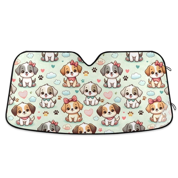 Cute Dog Paw Heart Cloud Car Windshield Sun Shade Foldable Car Front Window Visor Heat and UV Protection 53x23.5