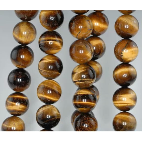 K-KED 14MM COGNAC TIGER EYE GEMSTONE GRADE A ROUND LOOSE BEADS 7.5inch