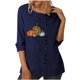 thumbnail image 1 of Blusa de manga larga con estampado de cuello redondo informal para mujer a la moda, Tops con botones de otoño Fridja  bvmnju504, 1 of 8